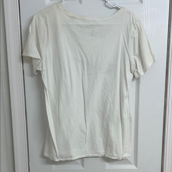 Nike Women’s Off-White Short Sleeve T-Shirt Black Swoosh Logo Size M - Picture 3 of 4